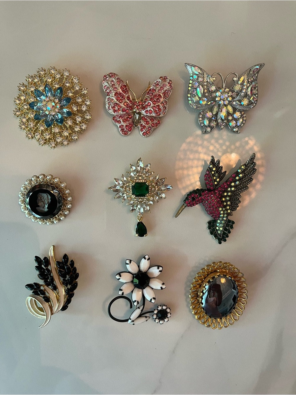 Assorted Women’s Decorative Multi-Color Crystal Brooch Set
